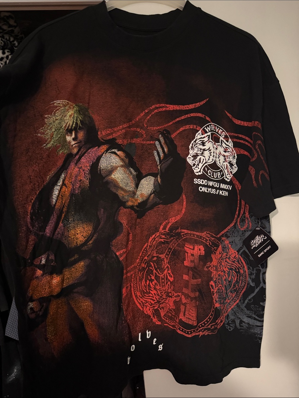 Darc Sport Black Graphic Tee with Red and Orange Artwork